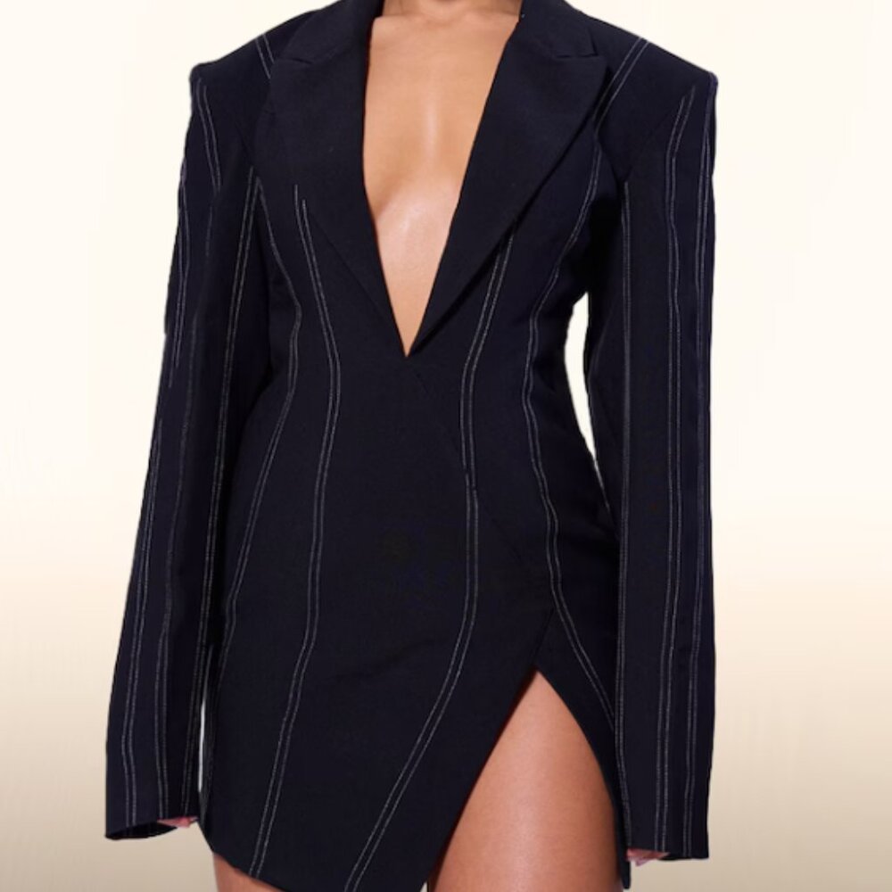 PLT Label Black Asymmetric Oversized Blazer Dress Size 8